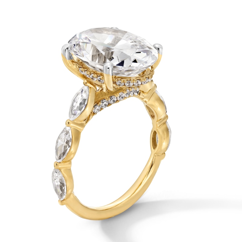 Main Image 3 of 7 CT. T.W. Oval Certified Lab-Grown Diamond Scallop Shank Engagement Ring in 14K Gold (F/VS2)