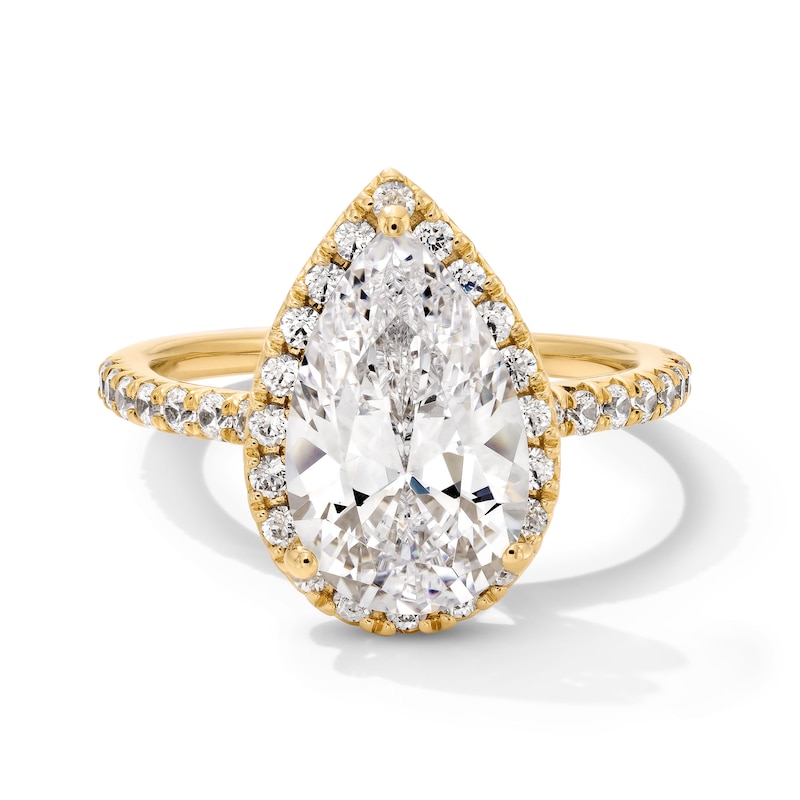 Main Image 1 of 3-1/2 CT. T.W. Pear-Shaped Certified Lab-Grown Diamond Frame Engagement Ring in 14K Gold (F/VS2)