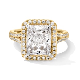 4-1/2 CT. T.W. Radiant-Cut Certified Lab-Grown Diamond Frame Split Shank Engagement Ring in 14K Gold (F/VS2)