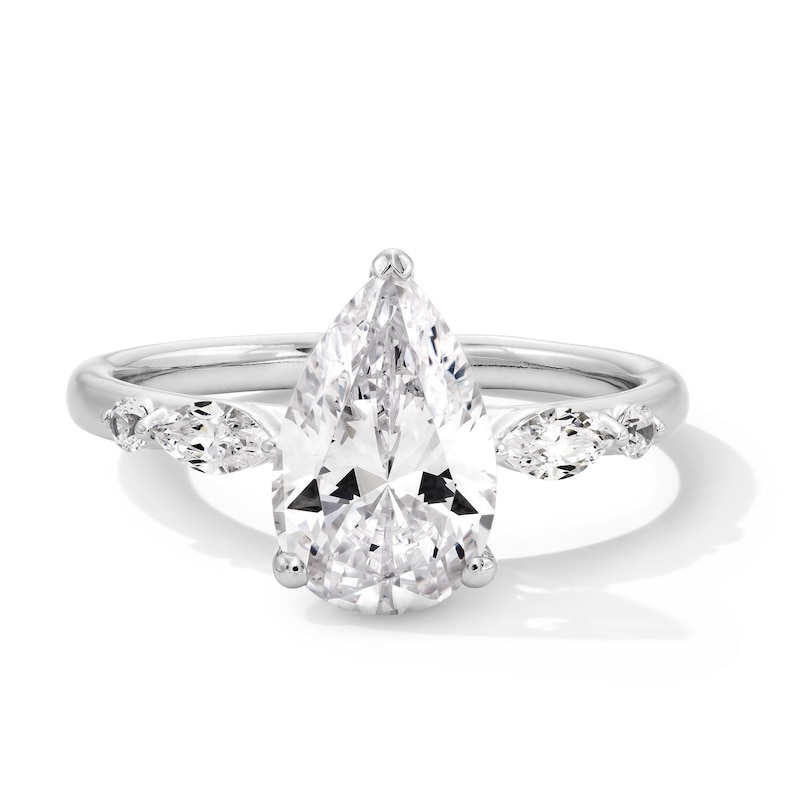 Main Image 1 of 2-1/5 CT. T.W. Pear-Shaped Certified Lab-Grown Diamond Engagement Ring in 14K White Gold (F/VS2)