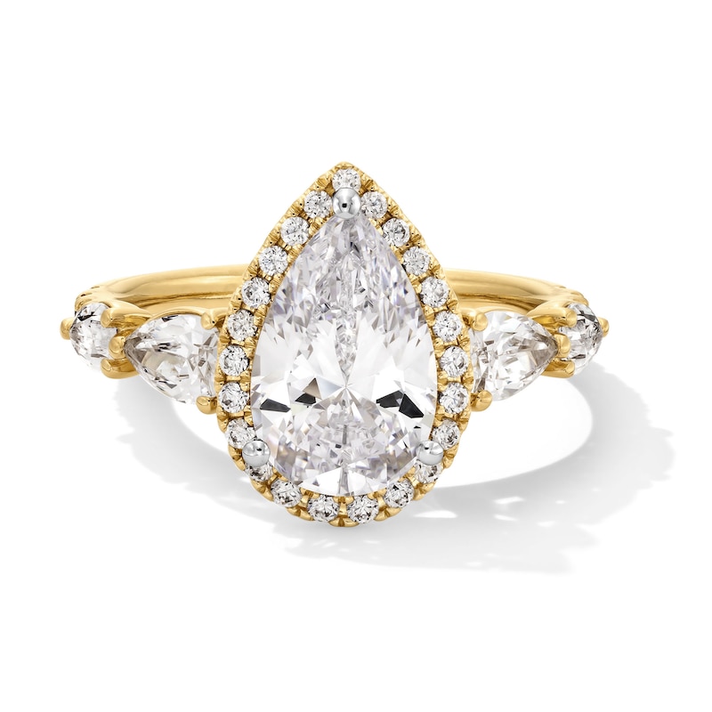 Main Image 1 of 3 CT. T.W. Pear-Shaped Certified Lab-Grown Diamond Frame Engagement Ring in 14K Gold (F/VS2)