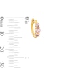 Thumbnail Image 3 of Morganite Three-Stone Huggie Hoop Earrings in Sterling Silver with 10K Gold Plate
