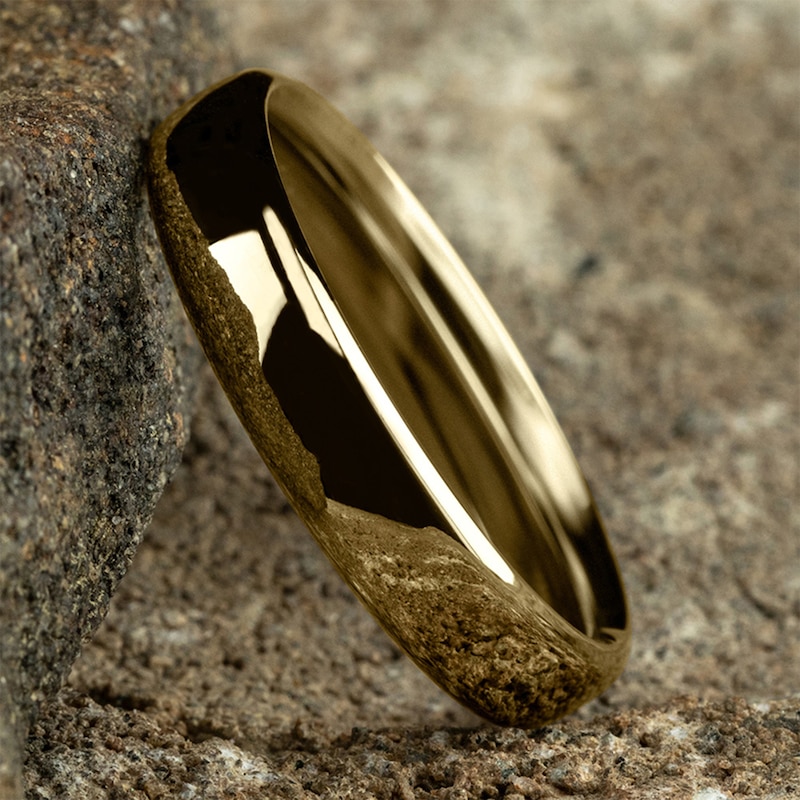 Main Image 4 of 4.5mm Comfort-Fit Euro Engravable Wedding Band in 10K Gold (1-2 Lines)