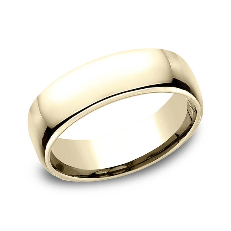 Main Image 1 of 6.5mm Comfort-Fit Euro Engravable Wedding Band in 10K Gold (1-2 Lines)