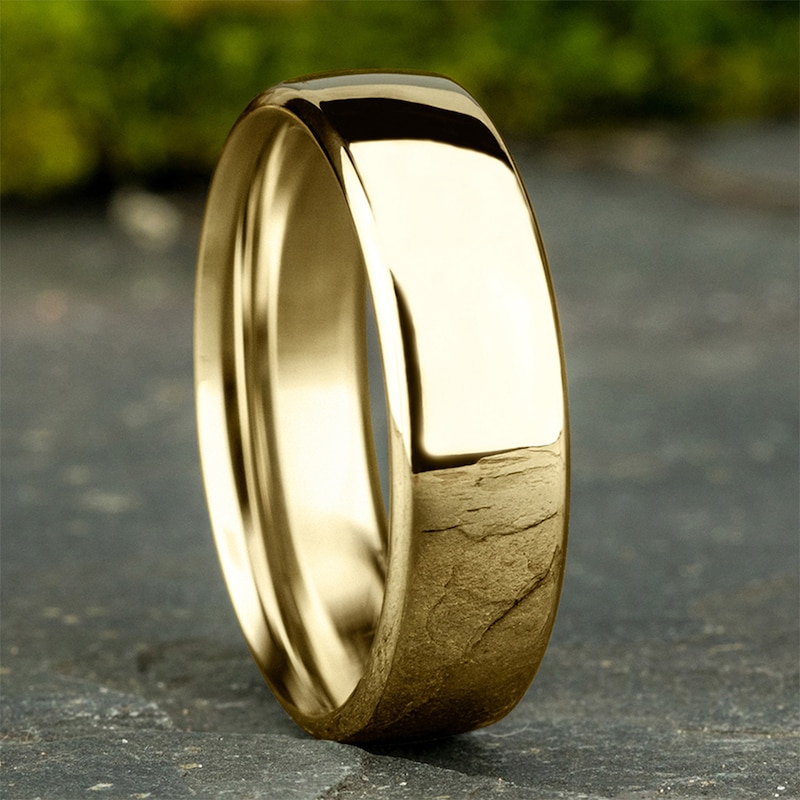 Main Image 4 of 6.5mm Comfort-Fit Euro Engravable Wedding Band in 10K Gold (1-2 Lines)