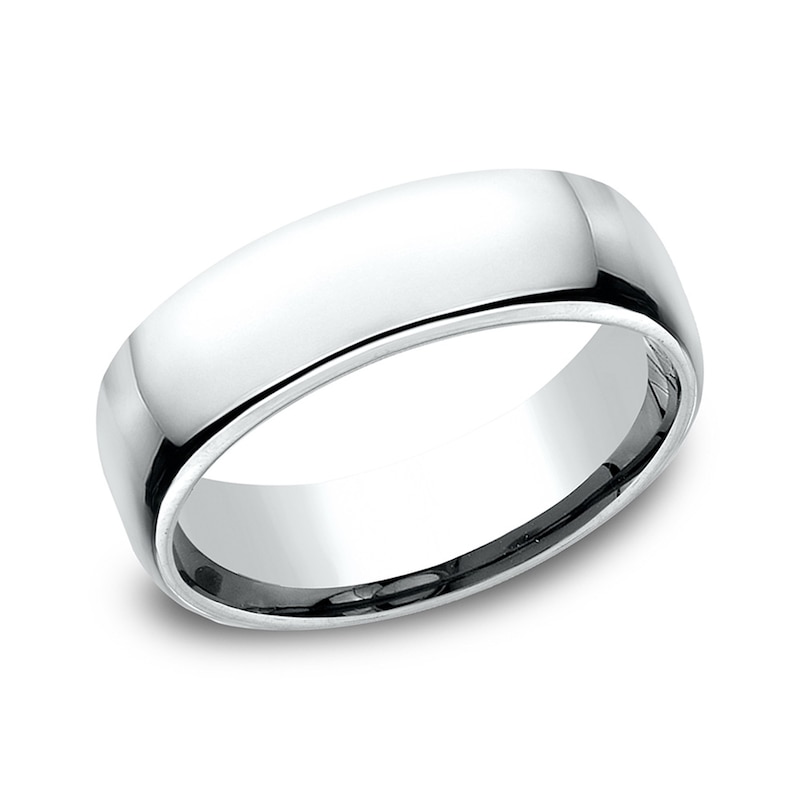 Main Image 1 of 6.5mm Comfort-Fit Euro Engravable Wedding Band in 10K White Gold (1-2 Lines)