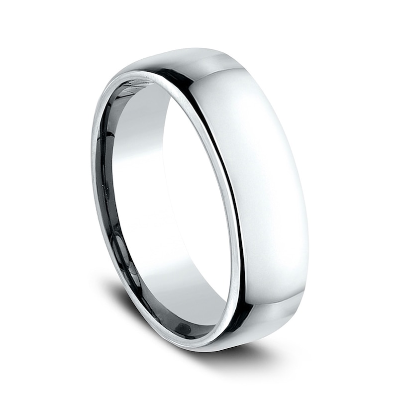 Main Image 2 of 6.5mm Comfort-Fit Euro Engravable Wedding Band in 10K White Gold (1-2 Lines)