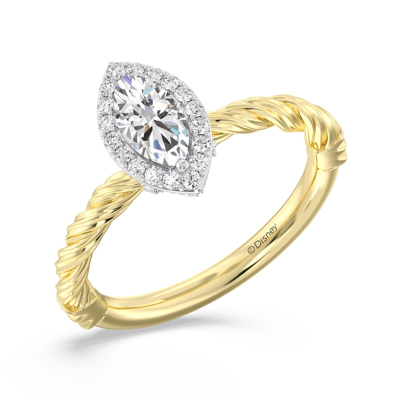 Main Image 1 of Enchanted Disney Rapunzel 7/8 CT. T.W. Marquise-Cut Diamond Frame Engagement Ring in 14K Gold