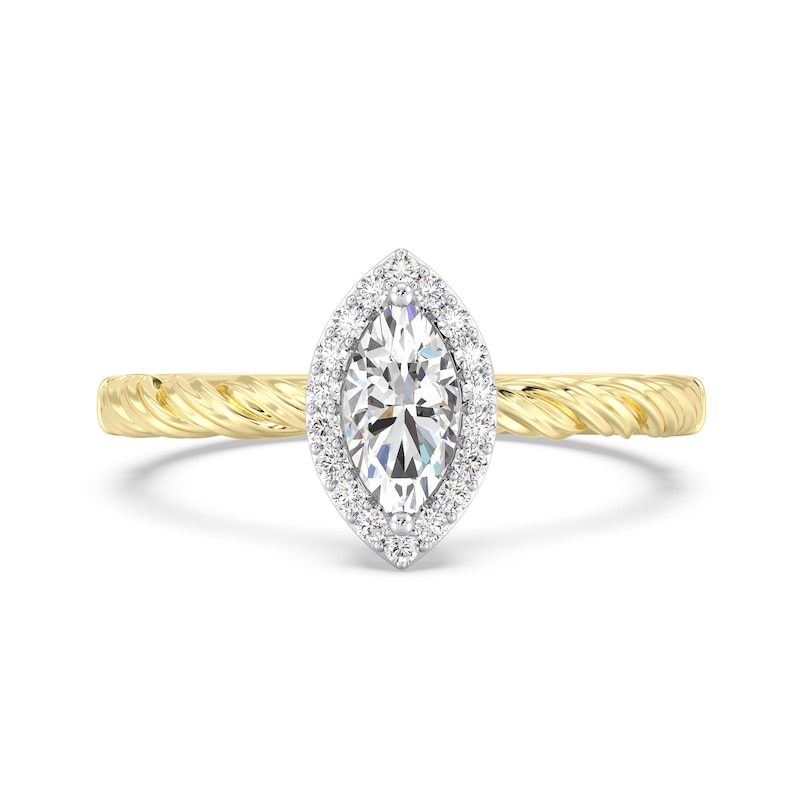 Main Image 4 of Enchanted Disney Rapunzel 7/8 CT. T.W. Marquise-Cut Diamond Frame Engagement Ring in 14K Gold