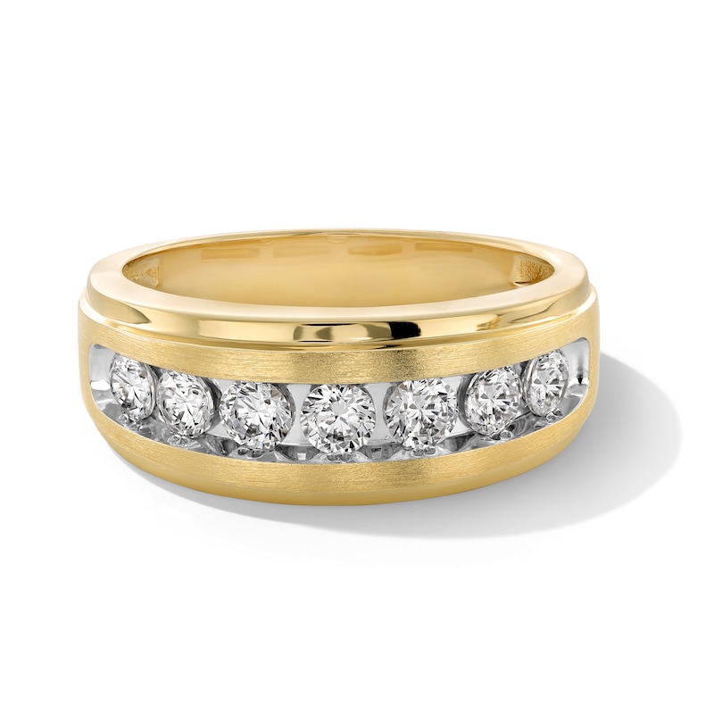 Main Image 1 of 1 CT. T.W. Diamond Seven Stone Stepped Edge Band in 10K Gold