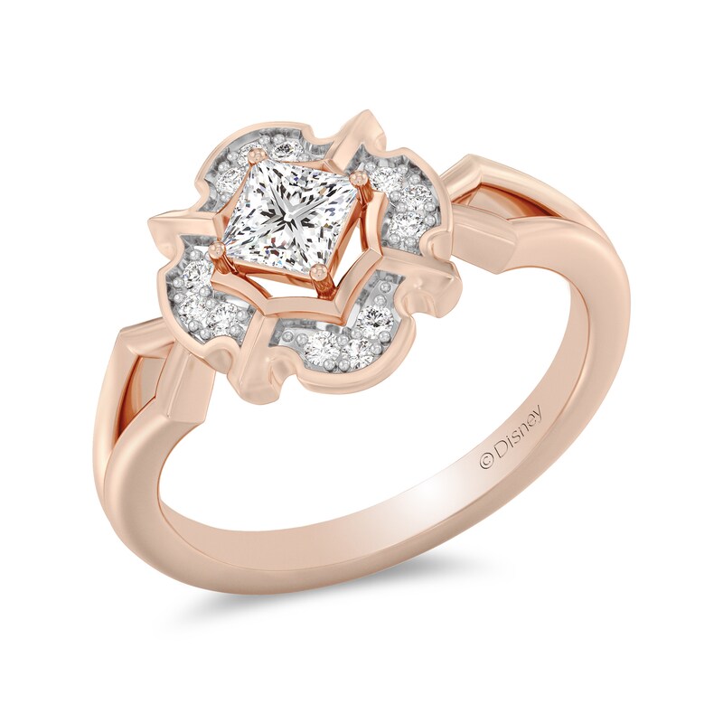 Main Image 1 of Enchanted Star Aurora 1/2 CT. T.W. Certified Lab-Grown Diamond Ring in Sterling Silver and 14K Rose Gold Plate (F/SI2)