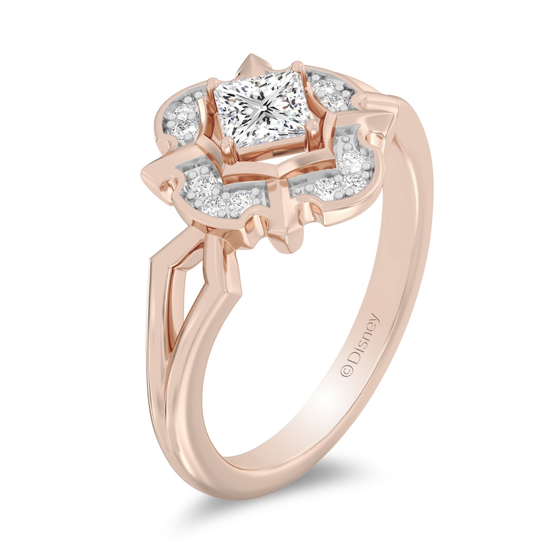 Main Image 2 of Enchanted Star Aurora 1/2 CT. T.W. Certified Lab-Grown Diamond Ring in Sterling Silver and 14K Rose Gold Plate (F/SI2)