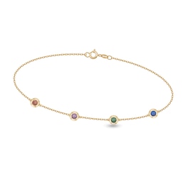 Bezel-Set Birthstone Charm Bracelet (4 Stones)