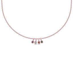 Bezel-Set Birthstone Charm Pendant (4 Stones)