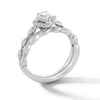 Thumbnail Image 3 of 5/8 CT. T.W. Oval Certified Lab-Grown Diamond Frame Scallop Shank Bridal Set in 14K White Gold (F/VS2)