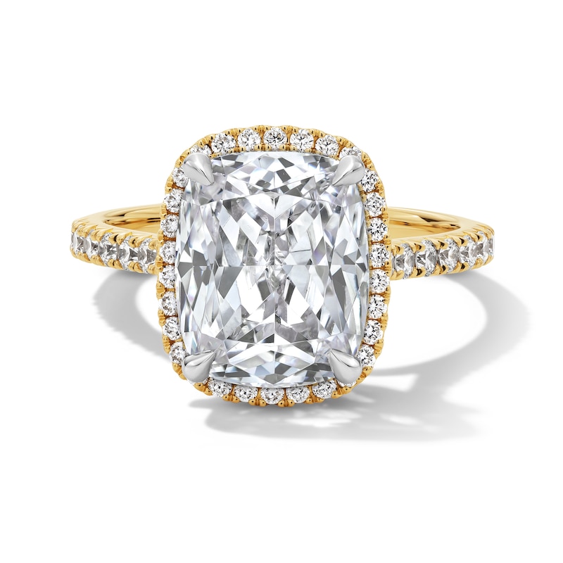 Main Image 1 of 4-1/2 CT. T.W. Elongated Cushion-Cut Certified Lab-Grown Diamond Frame Engagement Ring in 14K Gold (F/VS2)