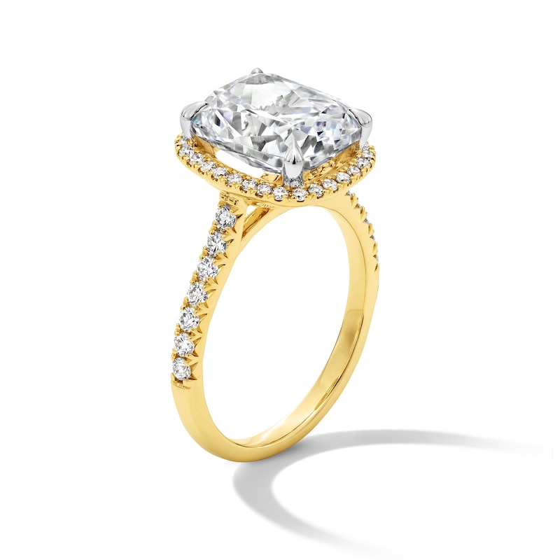 Main Image 3 of 4-1/2 CT. T.W. Elongated Cushion-Cut Certified Lab-Grown Diamond Frame Engagement Ring in 14K Gold (F/VS2)