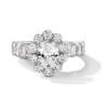Thumbnail Image 1 of 4 CT. T.W. Oval Certified Lab-Grown Diamond Flower Frame Engagement Ring in 14K White Gold (F/VS2)