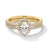 Thumbnail Image 1 of 1 CT. T.W. Oval Certified Lab-Grown Diamond Frame Bridal Set in 14K Gold (F/VS2)