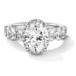 3-1/4 CT. T.W. Oval Certified Lab-Grown Diamond Frame Engagement Ring in 14K White Gold (F/VS2)