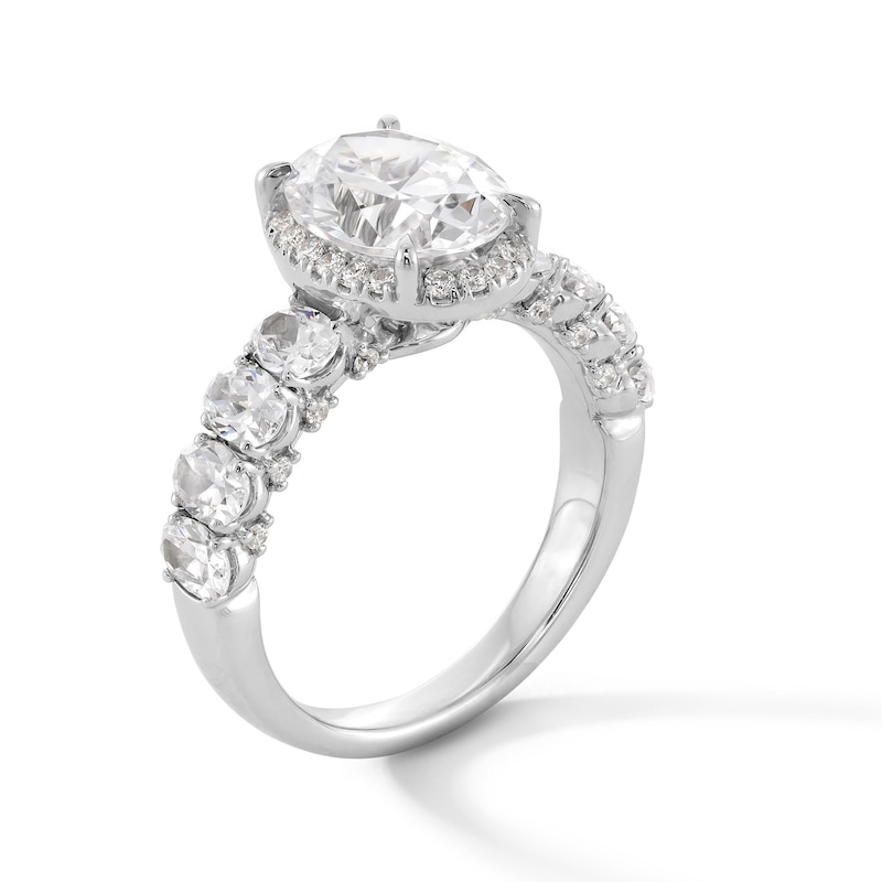 Main Image 3 of 3-1/4 CT. T.W. Oval Certified Lab-Grown Diamond Frame Engagement Ring in 14K White Gold (F/VS2)