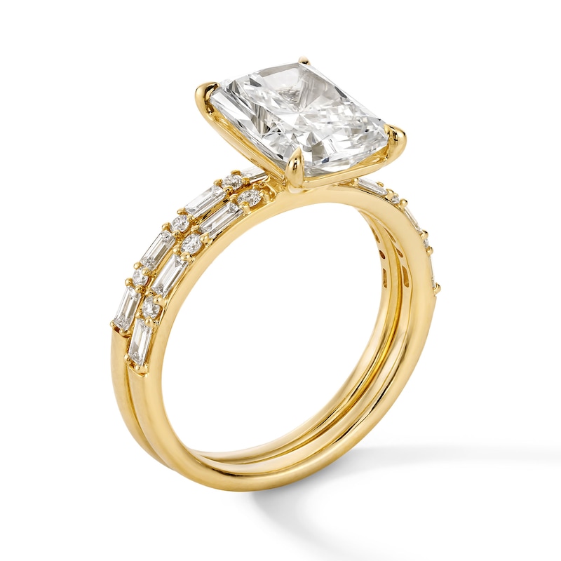 Main Image 3 of 3-1/2 CT. T.W. Radiant-Cut Certified Lab-Grown Diamond Bridal Set in 14K Gold (F/VS2)