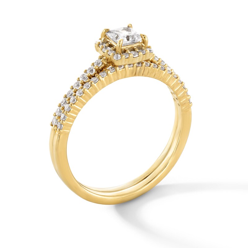 Main Image 3 of 3/4 CT. T.W. Princess-Cut Certified Lab-Grown Diamond Bridal Set in 14K Gold (F/VS2)