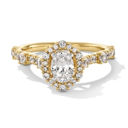 1 CT. T.W. Oval Diamond Fancy Frame Engagement Ring in 14K Gold