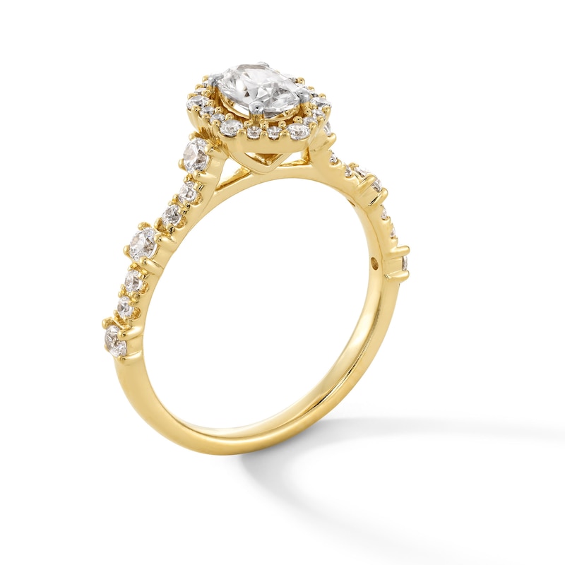 Main Image 3 of 1 CT. T.W. Oval Diamond Fancy Frame Engagement Ring in 14K Gold
