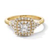 Thumbnail Image 1 of 7/8 CT. T.W. Princess-Cut Diamond Double Cushion Frame Engagement Ring in 14K Gold