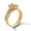 Thumbnail Image 3 of 1-1/5 CT. T.W. Oval Diamond Vintage-Inspired Double-Frame Bridal Set in 14K Gold