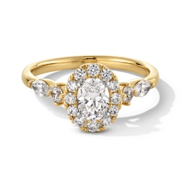 1 CT. T.W. Oval Diamond Frame Engagement Ring in 14K Gold