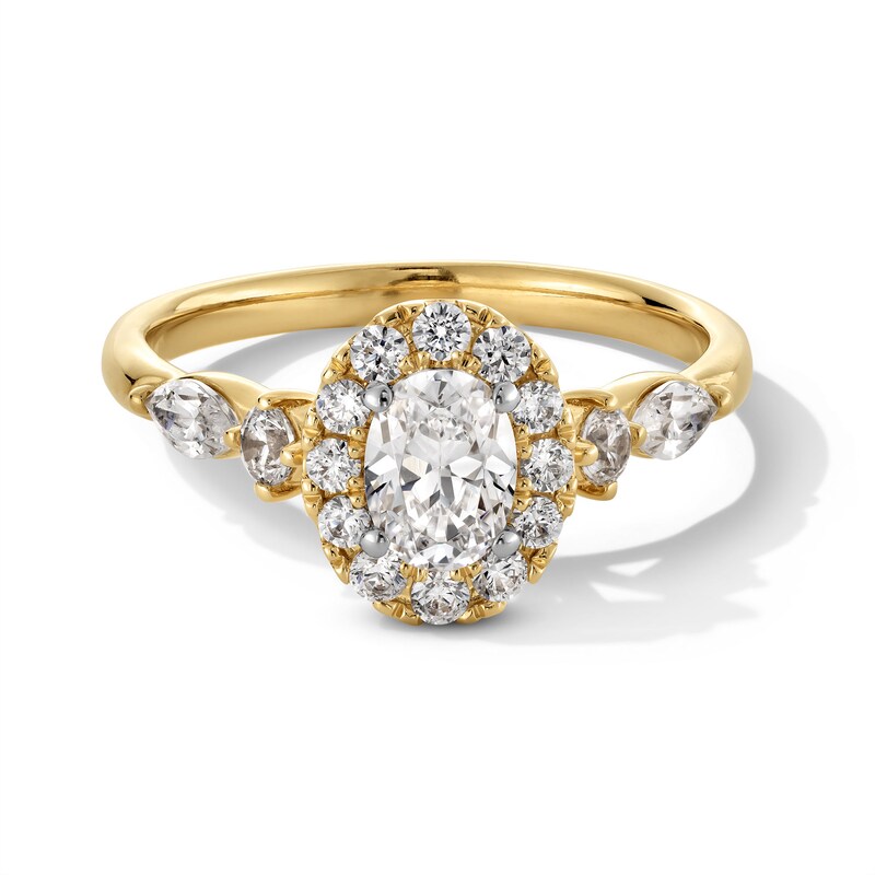 Main Image 1 of 1 CT. T.W. Oval Diamond Frame Engagement Ring in 14K Gold