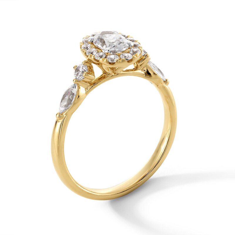 Main Image 3 of 1 CT. T.W. Oval Diamond Frame Engagement Ring in 14K Gold