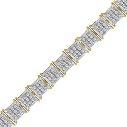 1-3/4 CT. T.W. Multi-Diamond Grid Pattern Link Bracelet in 10K Gold - 8.5"