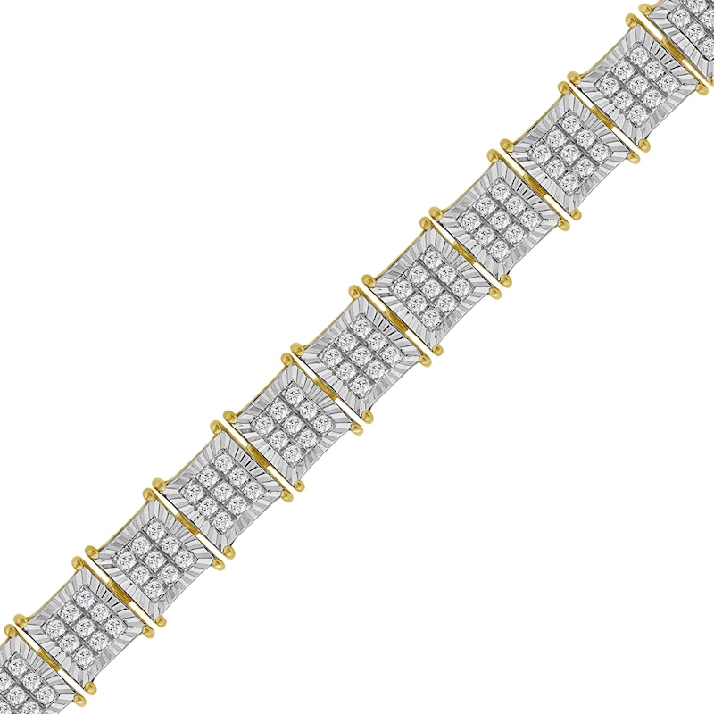 Main Image 1 of 1-3/4 CT. T.W. Multi-Diamond Grid Pattern Link Bracelet in 10K Gold - 8.5"
