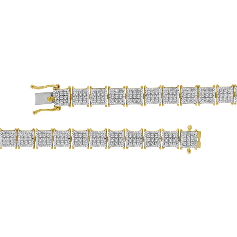 Main Image 2 of 1-3/4 CT. T.W. Multi-Diamond Grid Pattern Link Bracelet in 10K Gold - 8.5"