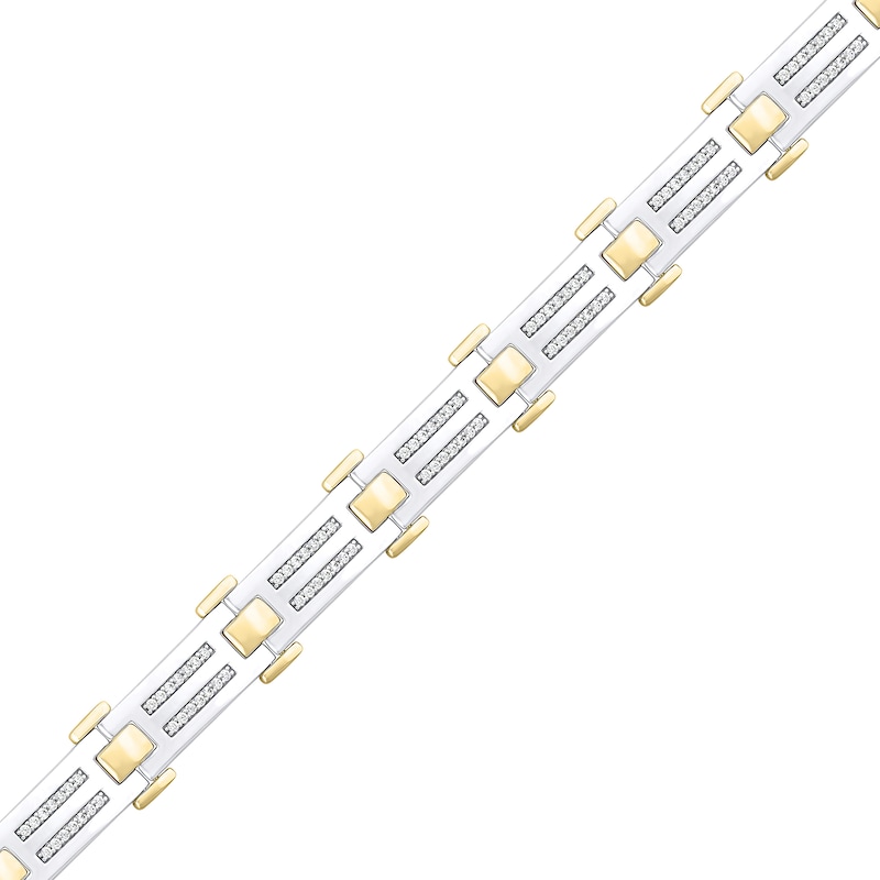 Main Image 2 of 1 CT. T.W Flat Link Bracelet in 10K Two-Tone Gold - 8.5"