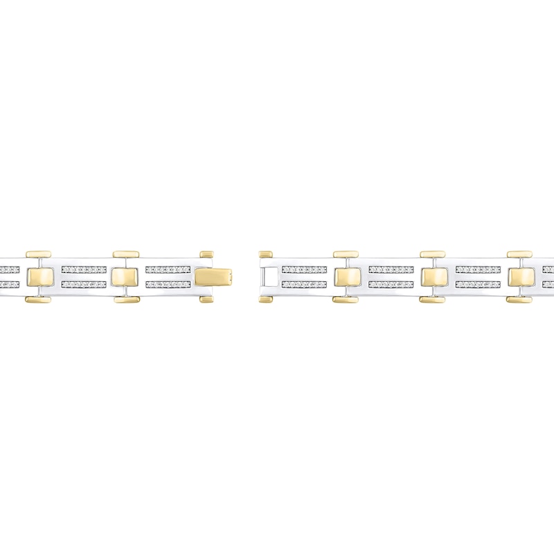 Main Image 3 of 1 CT. T.W Flat Link Bracelet in 10K Two-Tone Gold - 8.5"