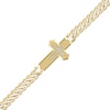 Thumbnail Image 2 of 1/5 CT. T.W. Diamond Cross Plaque Miami Cuban Curb Chain Bracelet in 10K Gold - 8.5"