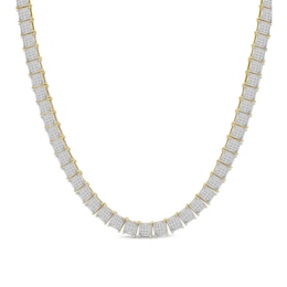 4 CT. T.W. Multi-Diamond Grid Pattern Link Necklace in 10K Gold - 20"