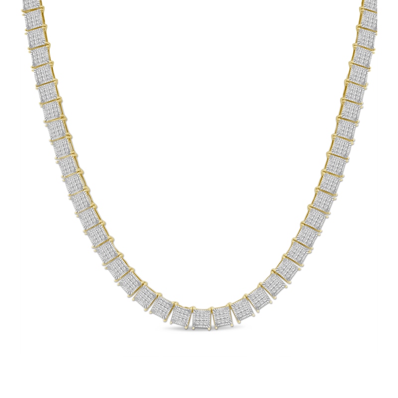 Main Image 1 of 4 CT. T.W. Multi-Diamond Grid Pattern Link Necklace in 10K Gold - 20"