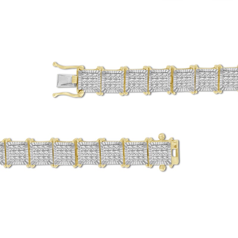 Main Image 2 of 4 CT. T.W. Multi-Diamond Grid Pattern Link Necklace in 10K Gold - 20"