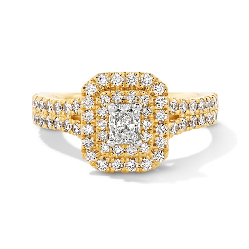 Main Image 1 of 1 CT. T.W. Radiant-Cut Diamond Frame Engagement Ring in 14K Gold