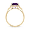 Thumbnail Image 2 of 7.0mm Princess-Cut Amethyst and White Lab-Created Sapphire Frame Ring in Sterling Silver with 14K Gold Plate