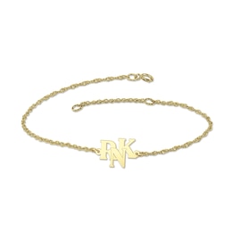 Overlapping Block Initial Monogram Chain Bracelet - 7.25" (3 Initials)