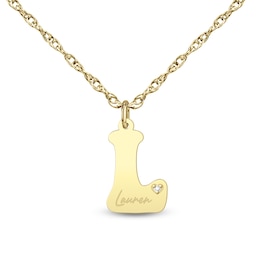 Diamond-Accent Letter Pendant with Name (1 Initial, 1 Name)