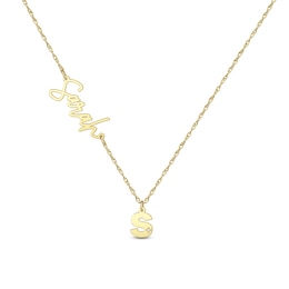 1/10 CT. T.W. Diamond Name Necklace with and Initial Pendant (F/VS2) (1 Name, 1 Initial)