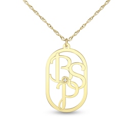 Diamond-Accent Oval Frame Monogram Pendant (3 Initials)