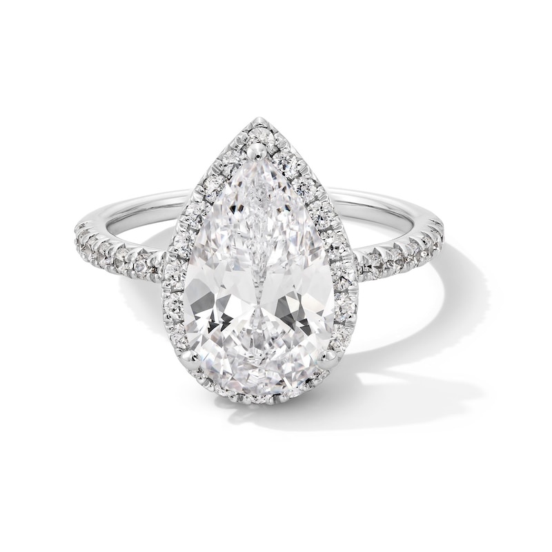 Main Image 1 of 3-1/2 CT. T.W. Pear-Shaped Certified Lab-Grown Diamond Frame Engagement Ring in Platinum (F/VS2)